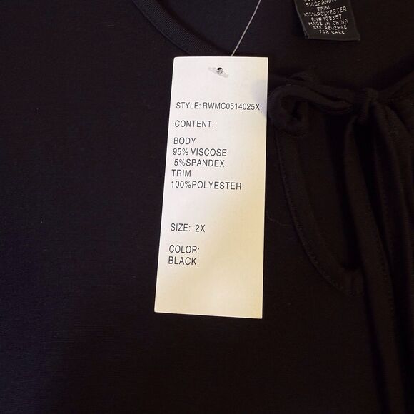 DESIGN HISTORY Black Flowy Dressy Top Size 2X Bell Ruffle Sleeve long length - Picture 7 of 14